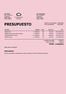Plantilla para hacer presupuestos 3